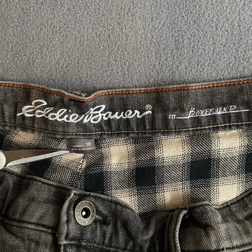 Eddie Bauer Boyfriend Plaid Flannel Lined Jeans Womens 10 Faded Black Outdoors - Picture 13 of 16